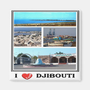 Aimant zDJ007 DJIBOUTI I Love, Mosaïque, Afrique, Réfrigé