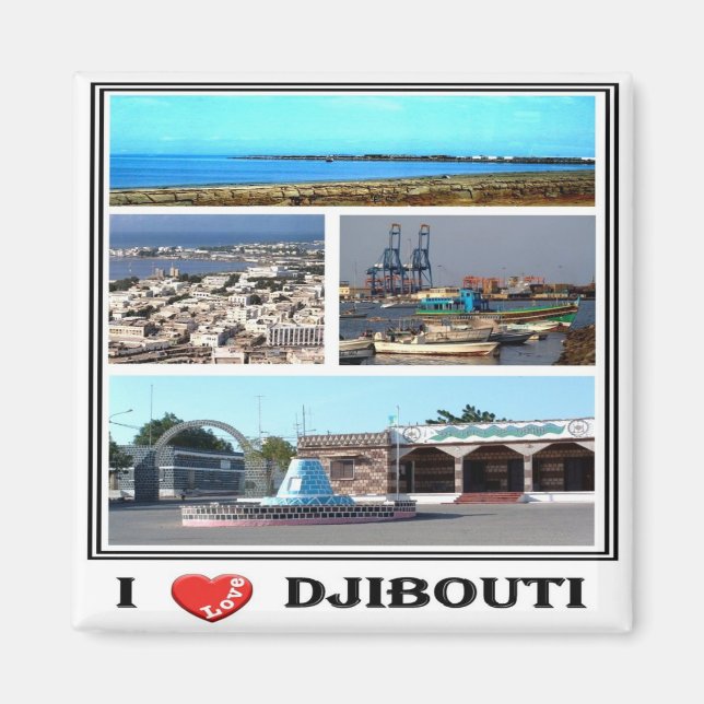 Aimant zDJ007 DJIBOUTI I Love, Mosaïque, Afrique, Réfrigé (Devant)