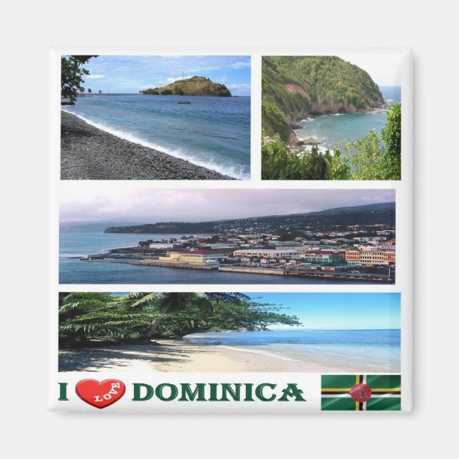 Aimant zDM003 DOMINICA I Love, Mosaïque, Amérique, Réfrig (Devant)