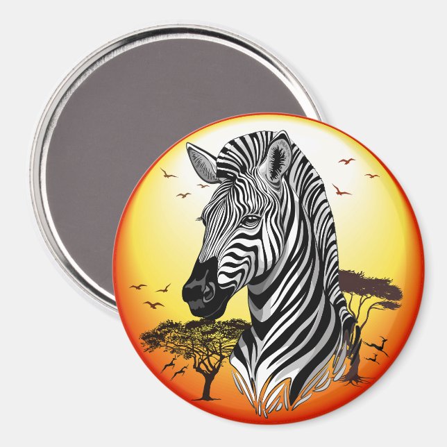Aimant Zebra African Savanna Wild Animal (Recto/Verso)