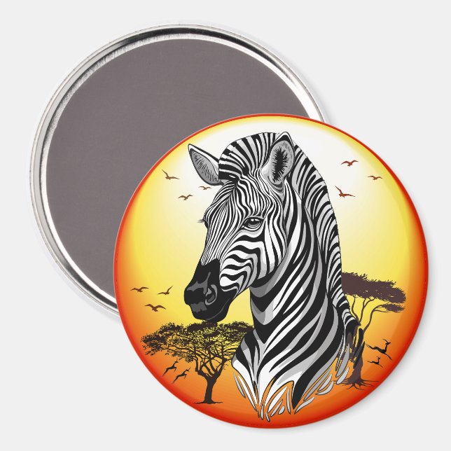 Aimant Zebra African Savanna Wild Animal (Recto/Verso)
