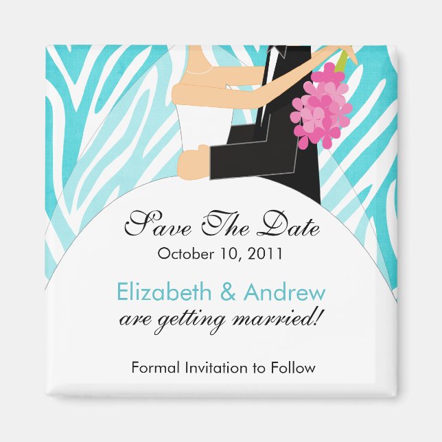 Aimant Zebra Bride Groom Enregistrer l'aimant Date (Devant)