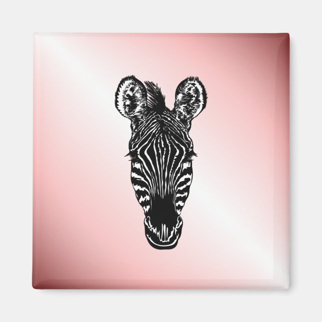 Aimant Zebra Head on Pink (Devant)