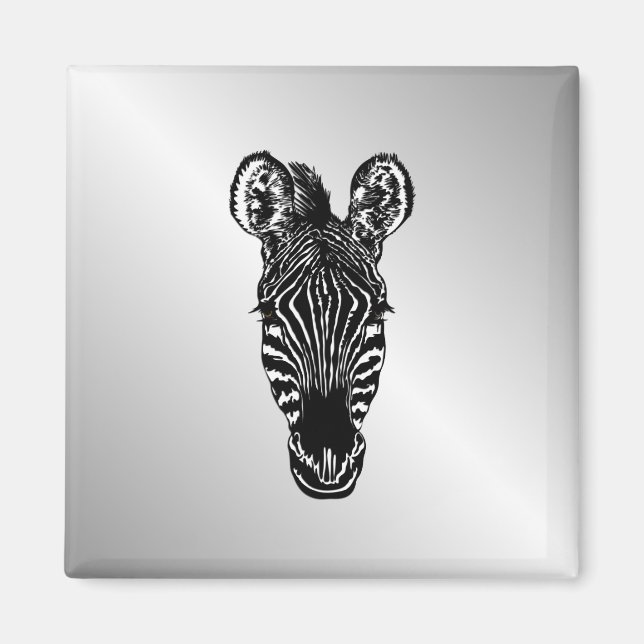 Aimant Zebra Head sur Silver (Devant)