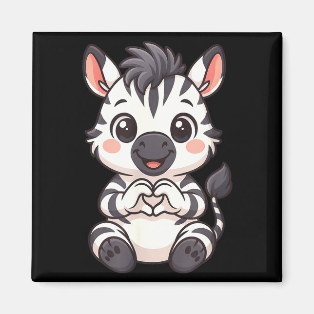 Aimant Zebra with heart women girls kids heart cute zebra (Devant)