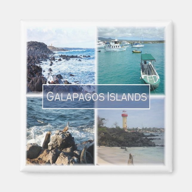 Aimant zEC003 Îles GALAPAGOS, Mosaïque, Equateur, Réfrigé (Devant)