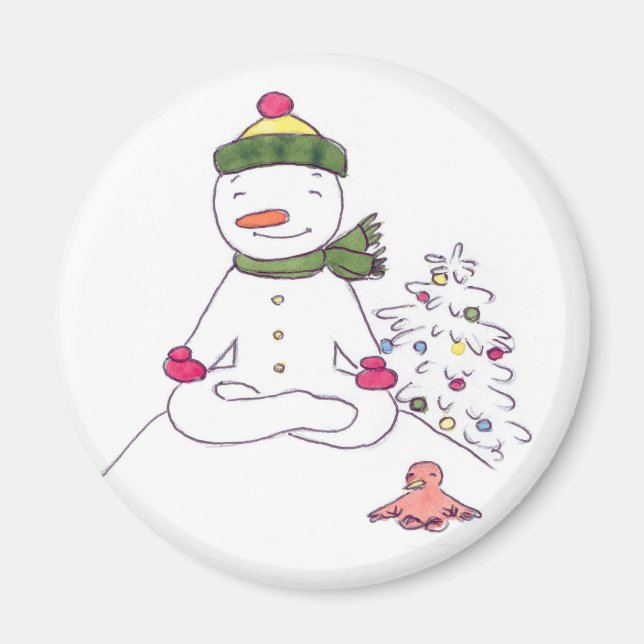 Aimant Zen Snowman, Yoga Snowman (Devant)