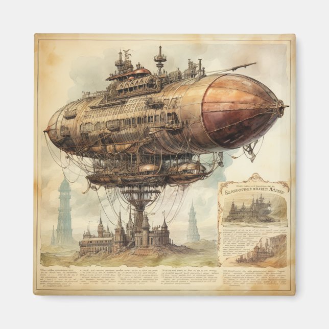 Aimant Zeppelin Steampunk vintage (10) (Devant)