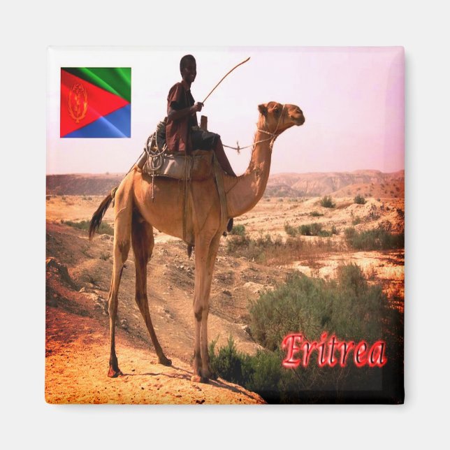Aimant zER007 ERITREA, chameau et cavalier, Afrique, réfr (Devant)