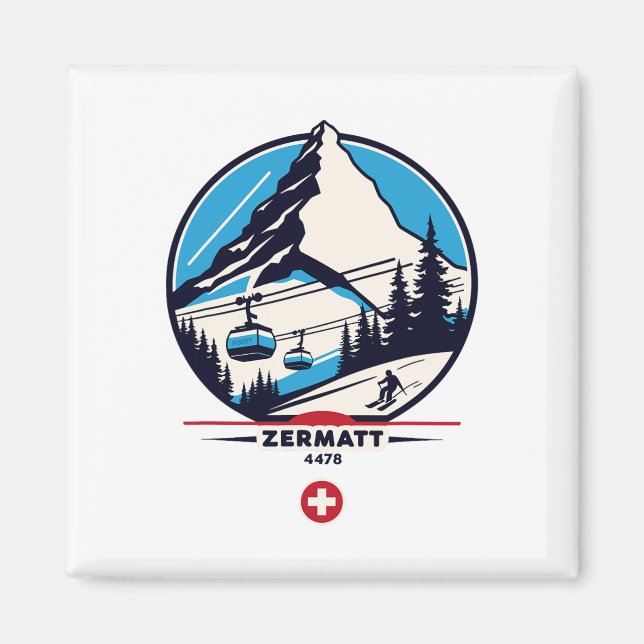 Aimant Zermatt 4478 - Ski sur le Problemhorn  (Devant)