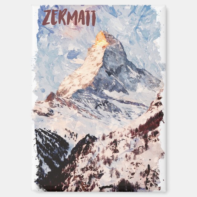 Aimant Zermatt Suisse Alpes suisses Aquarelle (Recto)