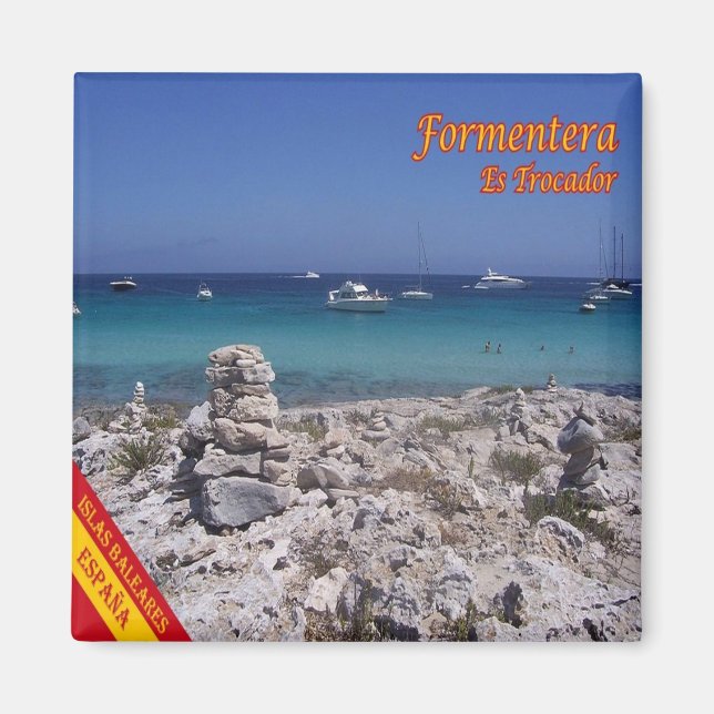 Aimant zES065 FORMENTERA TROCADOR BEACH, Baléares, Réfrig (Devant)
