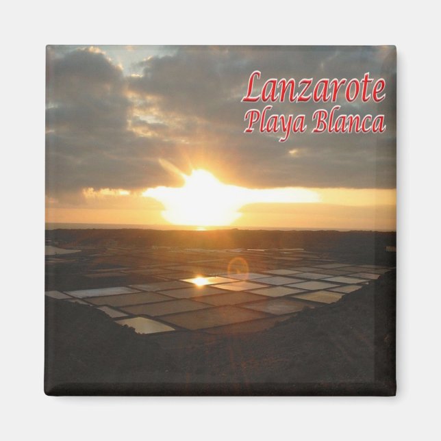 Aimant zES087 LANZAROTE, PLAGE BLANCHE, Espagne, Frigo (Devant)