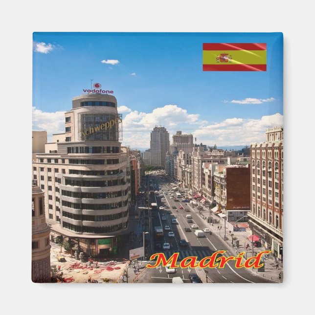 Aimant zES094 MADRID, AVENUE DU CENTRE-VILLE, Espagne, Fr (Devant)