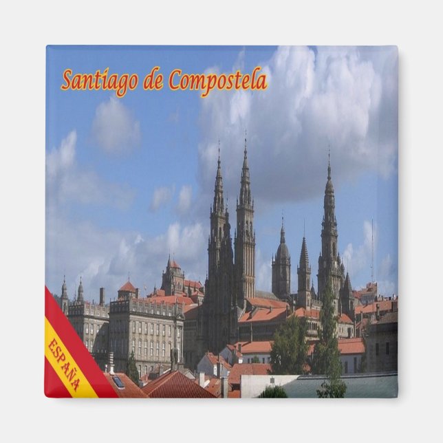Aimant zES129 SANTIAGO DE COMPOSTELA, Panorama, Frigo (Devant)