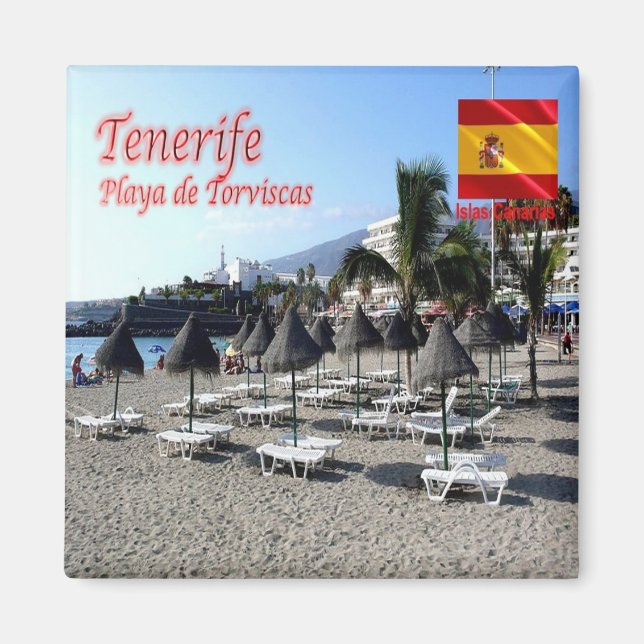 Aimant zES147 Plage de TENERIFE Torviscas, Canaries, Réfr (Devant)