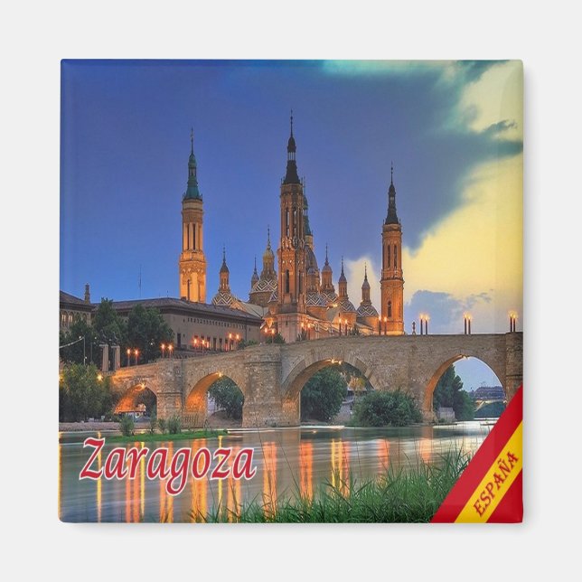 Aimant zES150 ZARAGOZA panorama, Espagne, Frigo (Devant)
