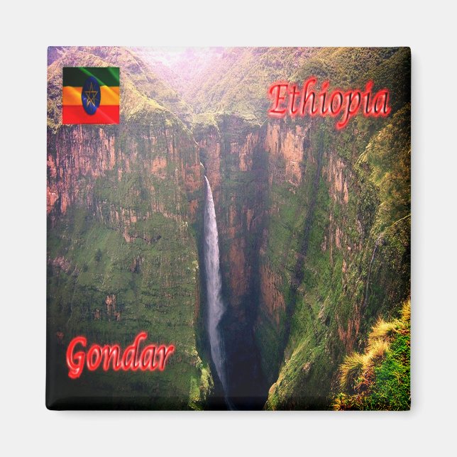 Aimant zET011 GONDAR, Cascade, Éthiopie, Afrique, Réfrigé (Devant)