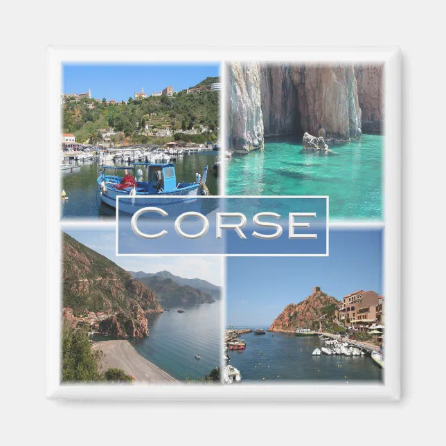 Magnet Souvenir - Corse, Plage - Petit Cadeau Déco Idéal Pour Frigo, 7x3 Cm