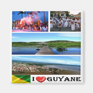 Aimant zGF005 FRANÇAIS GUYANA I Love, Mosaïque, Réfrigéra