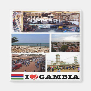 Aimant zGM010 GAMBIA I Love, Mosaïque, Afrique, Réfrigéra