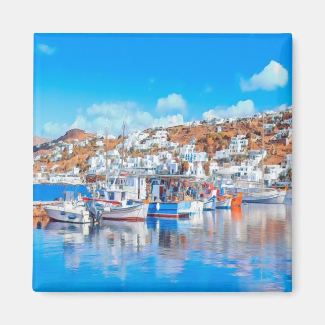 Aimant zGR014 MYKONOS - bateaux de pêche - Grèce - Réfrig (Devant)