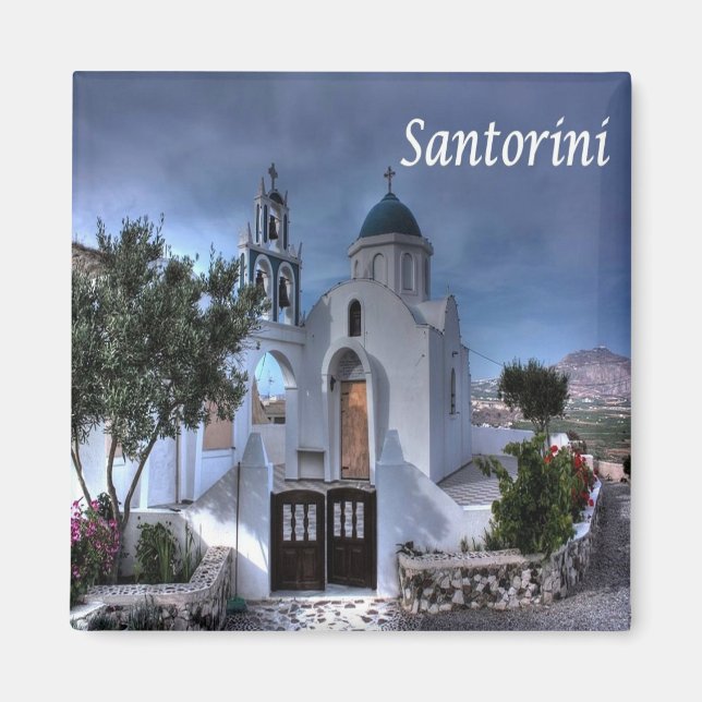 Aimant zGR092 Église SANTORINI Tous les Saints, Grèce, (Devant)