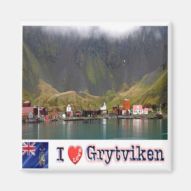 Aimant zGS008 GRYTVIKEN I Love, South Georgia S.S. Fridge (Devant)