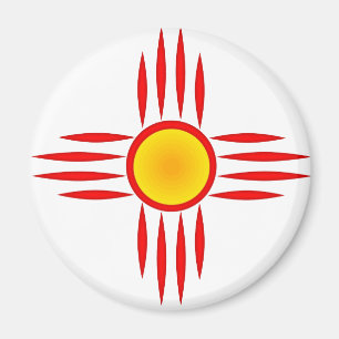 Aimant Zia rouge avec centre jaune