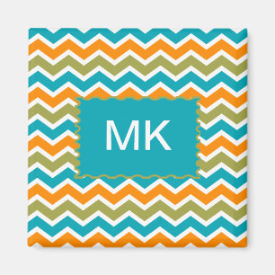 Aimant Zigzag tribal vibrant de paon