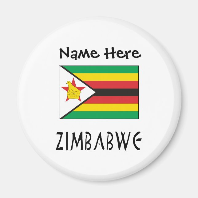 Aimant Zimbabwe et Zimbabwe Drapeau Noir Personnalisation (Devant)