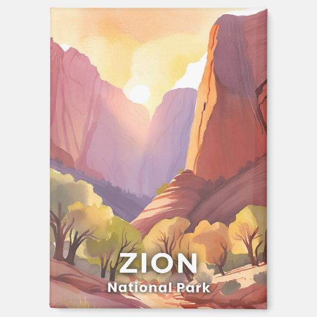 Aimant Zion National Park | Aquarelle de voyage (Recto)