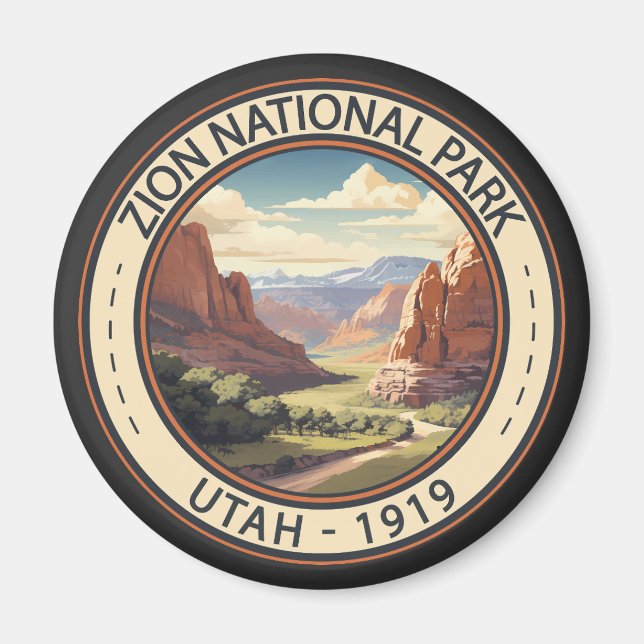 Aimant Zion National Park Illustration Art de voyage (Devant)