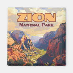 Aimant Zion National Park Utah Moab Canyon Retro
