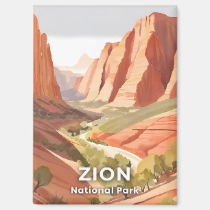 Aimant Zion National Park Voyage Aquarelle Vallée