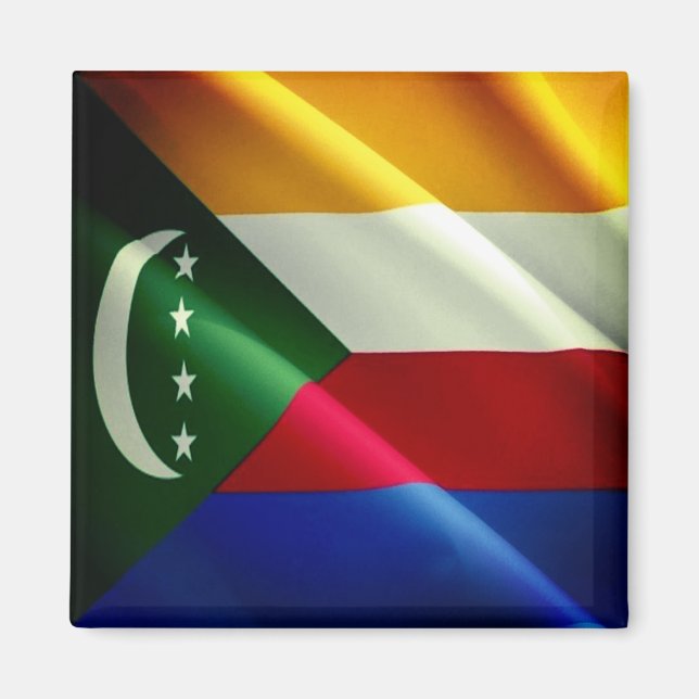 Aimant zKM002 COMOROS, Drapeau, Afrique, Réfrigérateur (Devant)