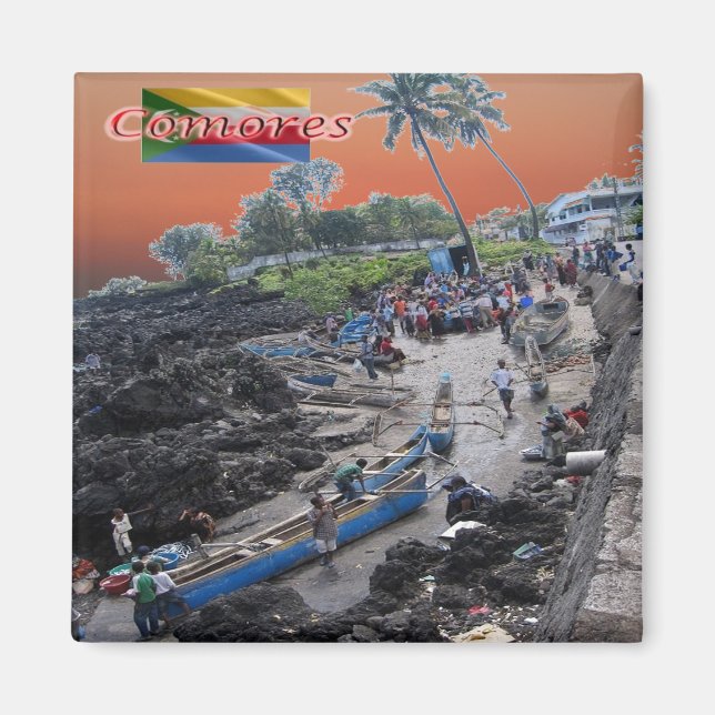 Aimant zKM010 COMOROS, Pêcheurs, Afrique, Frigo (Devant)