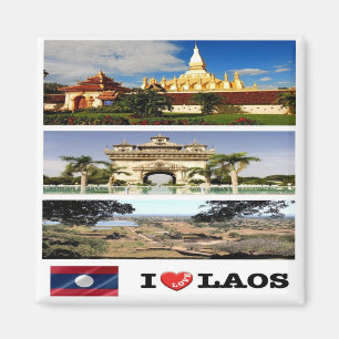 Aimant zLA011 i love LAOS collage, Asia, Fridge