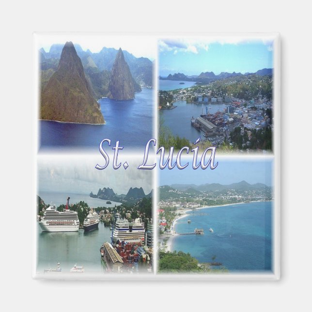 Aimant zLC003 SAINT LUCIA, Mosaic, America, Fridge (Devant)