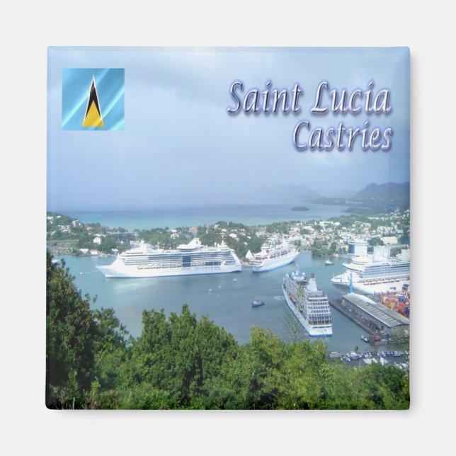 Aimant zLC009 CASTRIES, Port, Sainte-Lucie, Frigo (Devant)