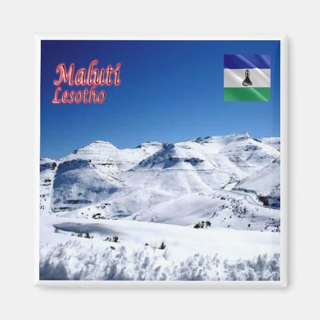 Aimant zLS007 MALUTI, Neige, Lesotho, Afrique, Frigo (Devant)