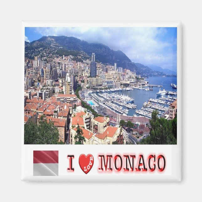 Aimant zMC007 PRINCIPALITÉ DE MONACO, I Love, Fridge (Devant)