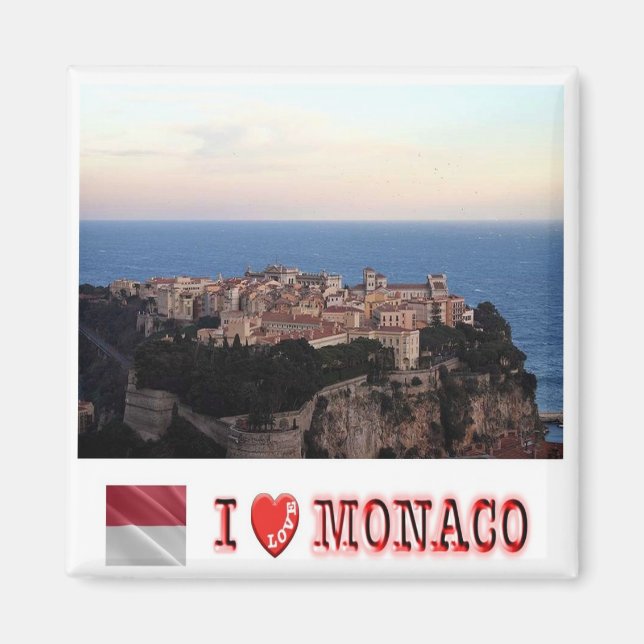 Aimant zMC024 VILLE MONACO wiew et "I LOVE", Frigo (Devant)