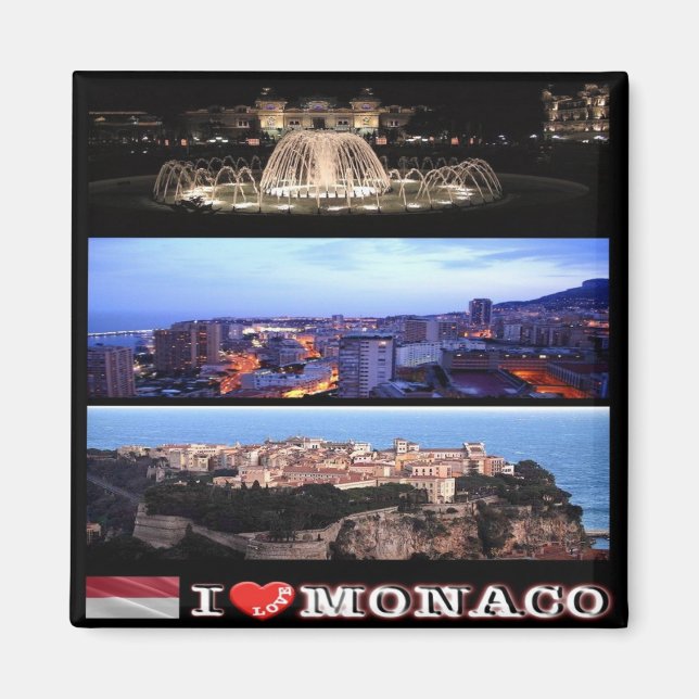 Aimant zMC032 MonACO collage "I Love", Fridge (Devant)