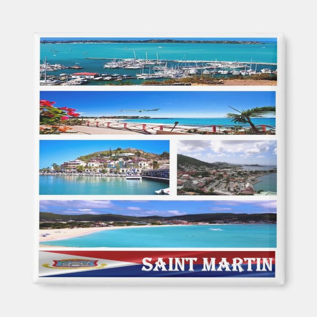 Aimant zMF004 SAINT MARTIN, Mosaïque, Amérique, Frigo (Devant)