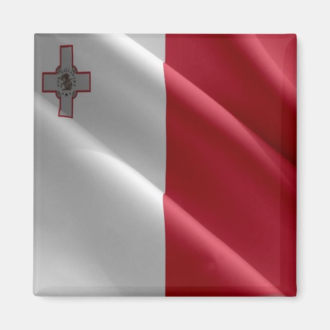 Aimant zMT002 MALTESE agitant DRAPEAU Malte, Frigo (Devant)