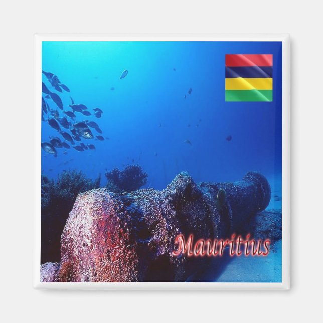 Aimant zMU005 MAURITIUS, Plongée d'images, Afrique, Réfri (Devant)