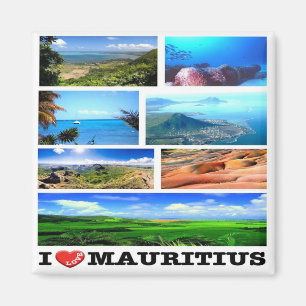 Aimant zMU021 MAURITIUS I Love, Mosaïque, Afrique, Frigo