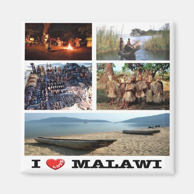 Aimant zMW009 MALAWI I Love, Mosaic, Africa, Fridge (Devant)