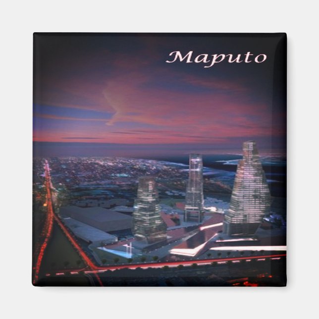 Aimant zMZ003 MAPUTO Par Nuit, Mozambique, Afrique, Réfri (Devant)